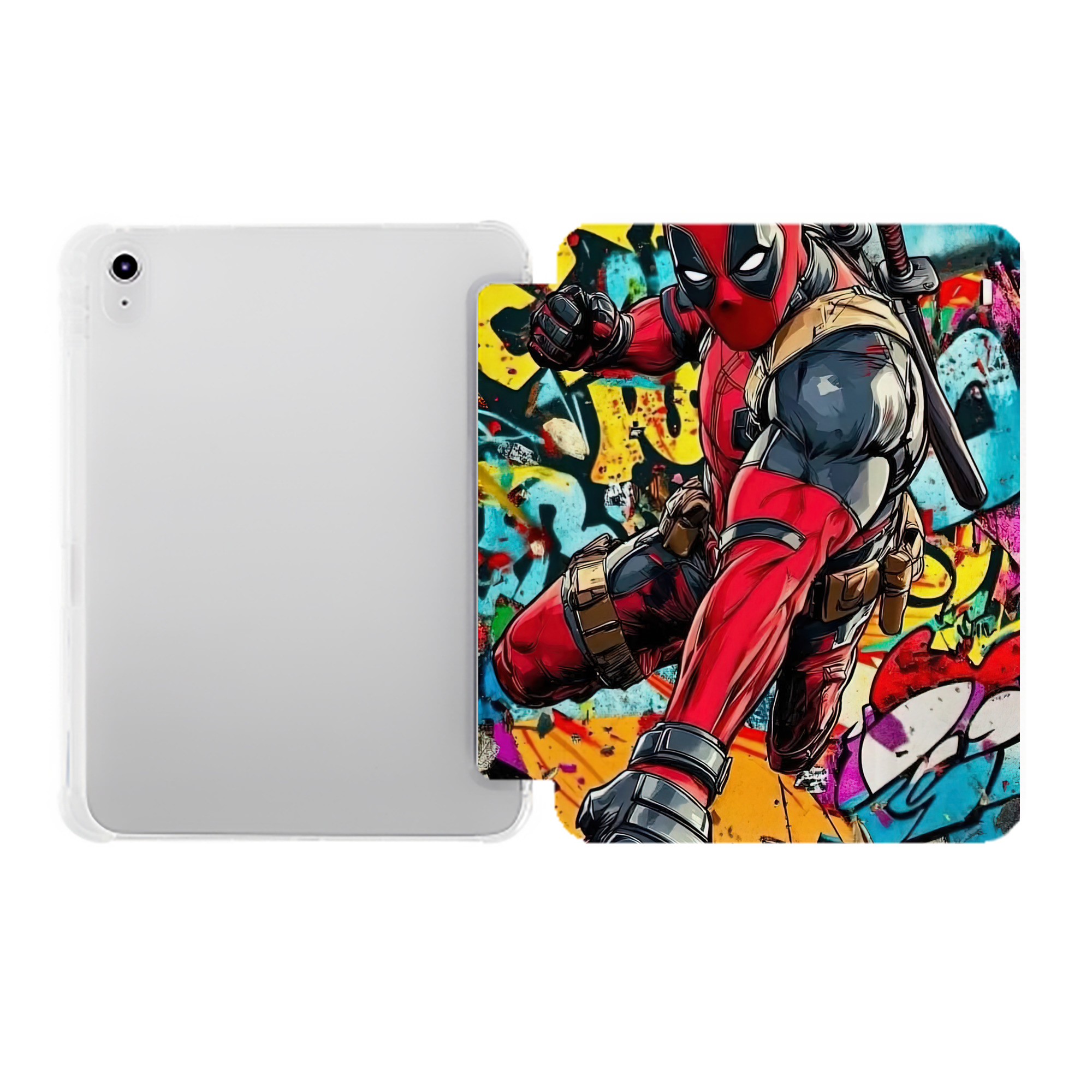 （画像用） Deadpool デッドプール IPad ケース ペン収納付き 三つ折りスタンド PUレザー×シリコン 対応機種9.5/10.5/10.9インチ